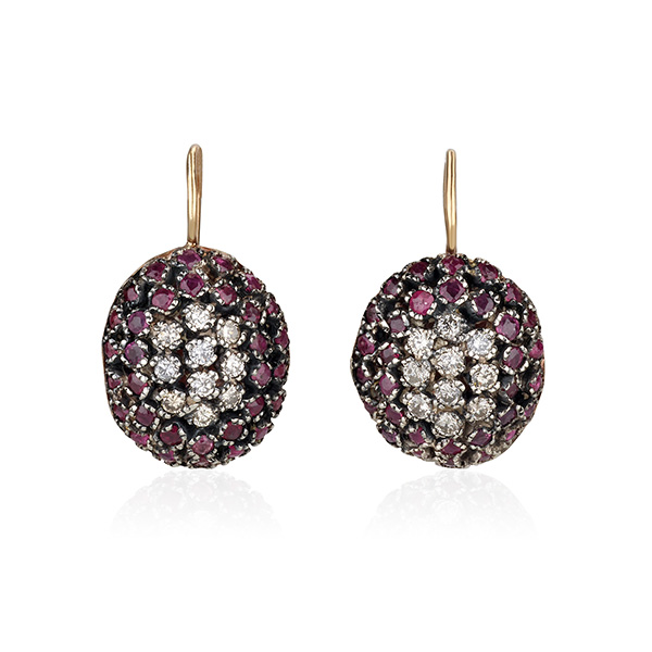 עגילי וינטג זהב ויהלומים