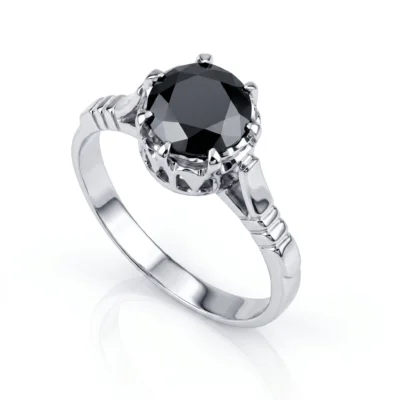 Black Diamond Ring in White Gold